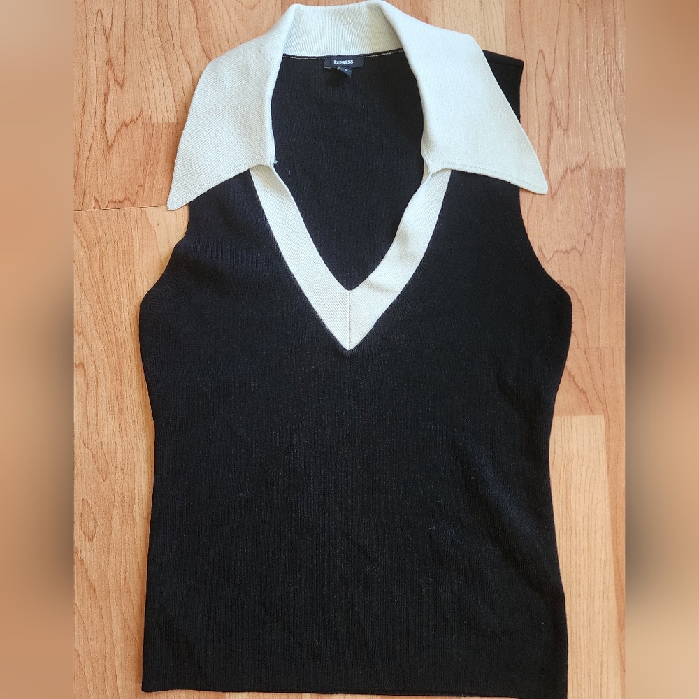 Black Dress with Cream Contrast Collar